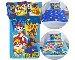 Paw Patrol Jongens, DUBBELZIJDIG, beddengoed voor kinderen, met rits, 100% KATOEN 100x135+40x60cm OEKO-TEX