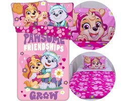 Paw Patrol Meisjes, DUBBELZIJDIG, beddengoed voor kinderen, met rits, 100% KATOEN 100x135cm+40x60cm OEKO-TEX