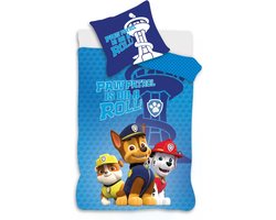 Paw Patrol peuterdekbedovertrek blauw 100 x 135 cm Katoen