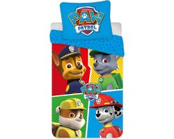 Paw Patrol peuterdekbedovertrek squares - 100 x 135 cm