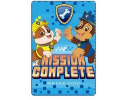Paw Patrol plaid - 150 x 100 centimeter - PAW pups Rubble en Chase deken - blauw