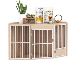 PawHut Hondenbench Meubels - MDF, Staal - 113x80x64cm - Eiken