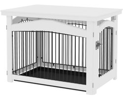 PawHut - Hondenbenchmeubel - 82,5 x 57,5 x 59,5 cm - Staal - Wit