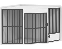 PawHut Hondenkooi Meubel MDF, staal 113L x 80B x 64H cm Wit