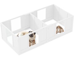 PawHut Wurfkiste für Welpen, Welpenauslauf mit 2-Raum-Design, Hundelaufstall mit Tür Welpen-Wurfbox, Welpenlaufstall für kleine Hunde, 164x80x48 cm, Weiß