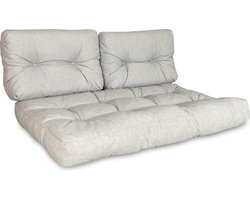PAZOON - Palletkussen met rugkussens - 3-delig - Lichtgrijs - 120x80cm - Tuinkussen - Loungekussen