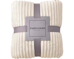Pazzo Goods Fleece Deken Ribbel – Plaid – Deken – Fleece Plaid – Deken voor de Bank – Ecru – 150x200cm – Warm en Zacht – Bed of woonkamer decoratie – Comfortabele Dekens en Plaids – Cadeau