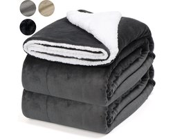 Pazzo Goods Fleece Deken XXL – Plaid – Deken – Fleece Plaid – Deken voor de Bank – Donkergrijs – 220x170cm – Bed of woonkamer decoratie – Comfortabele Dekens en Plaids – Cadeau