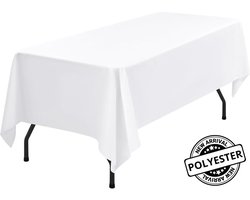 Pazzo Goods Luxe Tafelkleed – Tafellaken – Tafelkleden - Tafelkleed Binnen en Buiten - Tafelloper - Tafelkleed Feest - Tafelkleed buiten Rechthoekig – 274x137cm – Feest Decoratie - Wit – Polyester – Waterafstotend - Vlek & Kreukvrij