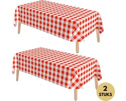 Pazzo Goods Plastic Tafelkleed 2x – Wegwerp Tafelkleed voor Buiten – Rechthoekig 274x137 cm – Rood/Wit – Gender Reveal Tafelkleed