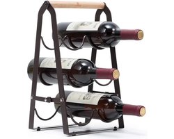 Pazzo Goods Wijnrek – Flessenrek – Wijnrek metaal – Wijnrek zwart – Wijnrek staand – Drankrek – Wijnrekje – 6 flessen – Wijn Cadeau – Opvouwbaar
