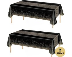 Pazzo Goods Zwart Plastic Tafelkleed – Wegwerp Tafelkleed voor Buiten – Rechthoekig 274x137 cm – Zwart/Goud