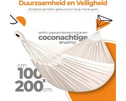 PD® Hangmat - 200 x 100 cm - Beige - Complete set met Handige Opbergtas - Zomer