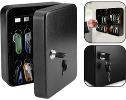 PD® - Sleutelkluis / Sleutelkast / Sleutelrekje - 20 Sleutel Haken - Zwart- Kwaliteit - Georganiseerde Sleutelopslag met Veiligheidscilinderslot