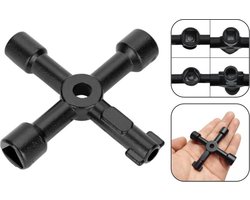 PD® - Universele 4 weg - Schakelkastsleutel / Paaltjessleutel - Universele multi vierkant / driehoek sleutel - Universele 4 weg sleutel voor gas, elektra en watermeter kasten-  zwart