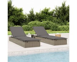 PE-rotan ligstoel met verstelbaar zitvlak, tafel en kussen voor tuin en balkon, onderhoudsvriendelijke ligstoel voor buiten met stevig stalen frame