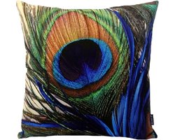 Peacock Feather Pauw Kussenhoes | Katoen - Linnen | 45 x 45 cm