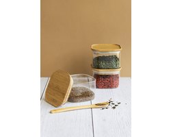 Pebbly Voorraadpottenset, 3 stuks, Vierkant, 0.5 L