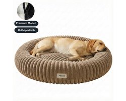 Pecco Luxe hondenmand - Grote orthopedisch hondenmand - Rond 100 cm - Beige rib