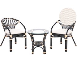 PECORINI - Bistro set - Zwart - Rotan