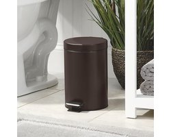 Pedaalemmer - 12 l metalen afvalbak met pedaal, deksel en kunststof inzetstuk - ideaal als cosmetica-emmer voor badkamer en keuken of als prullenbak voor op kantoor - bronskleur