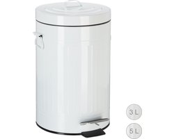 pedaalemmer 12 l - vintage - metaal - pedaal - keuken & badkamer - wit