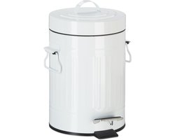 pedaalemmer 3 l - vintage - metaal - pedaal - keuken & badkamer - wit