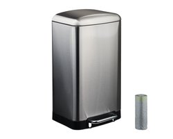 pedaalemmer 30 liter - met binnenemmer - 20 vuilniszakken - rvs - keuken - zilver