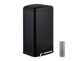 pedaalemmer 30 liter - met binnenemmer - 20 vuilniszakken - rvs - keuken - zwart