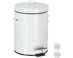 pedaalemmer 5 l - vintage - metaal - pedaal - keuken & badkamer - wit
