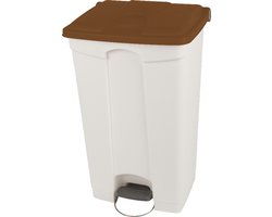 Pedaalemmer - Container met deksel - Verrijdbaar - HACCP - 90 liter - Bruin