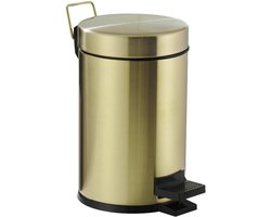 Pedaalemmer Goud - 3 liter - Prullenbak - Badkamer - Toilet - Kleine prullenbak - Softclose - RVS