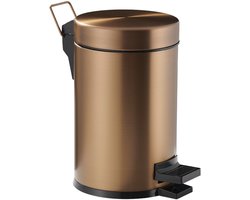 Pedaalemmer Koper - 3 liter - Prullenbak - Badkamer - Toilet - Kleine prullenbak - Softclose - RVS