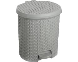 Pedaalemmer - Prullenbak - Afval scheiden - Rotan look - 11.5 Liter - Grijs