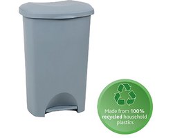 Pedaalemmer - Prullenbak - Afvalbak - 50 liter - 100% Gerecycled materiaal – Grijs