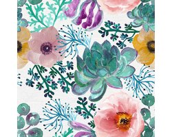 Peel and Stick Bloemenbehang voor Slaapkamer en Badkamer - Roze & Groene Vetplanten voor Kinderen