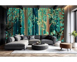 Peel & stick Fotobehang - Enchanted Forest Canvas Wall Art - 250x150 centimeter