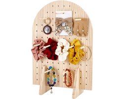 Pegboard-displaystand - Met 25 deuvelstaven - Sieradenorganizer - Voor kettingen, sleutelhangers en oorbellen - Ideaal voor ambachtelijke shows - Houten design