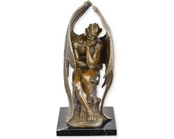 Peinzende satan - Bronzen beeld - sculptuur - 30,2 cm hoog