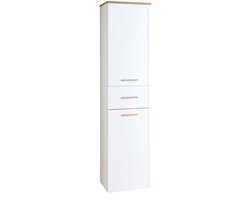 Pelipal hoge kast Quickset 383 melamine gecoat Front: wit mat, corpus: wit mat, accent: Riviera eiken dwarsimitatie 184x45,2x32,5 cm