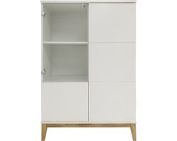 Pelle-Highboard - 4-Deurs - Wit/Eiken