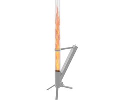 Pellet Terras Heater Roestvrij Staal Vuurkolom - Pelletfakkel met Reinigingsborstel & Asverzamelbox - Rookvrije Pelletkachel met hittebestendig glas - Voor tuin, terras en camping - Zilver - NAIZY