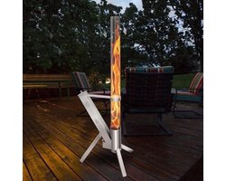 Pelletvuurschaal Buiten - Roestvrij Staal - 43x33x134 cm - Zilver - Terrasverwarming - Decoratieve Zuil