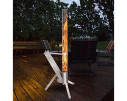Pelletvuurschaal Buiten - Roestvrij Staal - 43x33x134 cm - Zilver - Terrasverwarming - Decoratieve Zuil