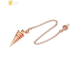 Pendel steen - Pendelen - Spiritueel - Metaal - Pendelsteen - Waarzeggerij - Spirituele schroef - Spits - Reiki - Chakra - Accessoires - Amethyst - Amulet - Rose Goud