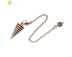 Pendel steen - Pendelen - Spiritueel - Metaal - Pendelsteen - Waarzeggerij - Spirituele schroef - Spits - Reiki - Chakra - Accessoires - Amethyst - Amulet - Antique Koper