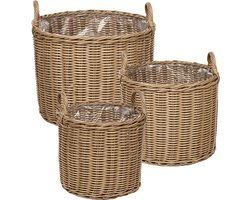 PENDULA - Bloempot set van 3 - Natuurlijk - PE rotan