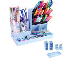 Pennenbak - 13 Vakken - Pennenhouder - Bureau Organizer - Pennenbakjes - Desk Organizer - Pennenkoker - Kunststof - Verwijderbaar - Opbergsysteem - Brievenbak - Bureau Accessoires - Blauw