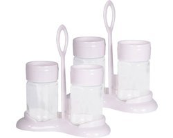 Peper en zout stelletje - 2x - strooiers - glas - wit - 15 x 16 cm