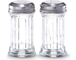 Peper en zout stel/set vaatjes/strooiers 9,5 cm - Keukenaccessoires - Peper en zout vaatjes/strooiers/shakers - Pepervaatjes - Zoutvaatjes